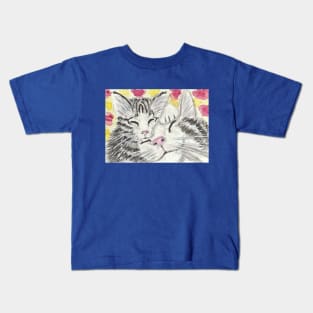 tabby cat love art Kids T-Shirt